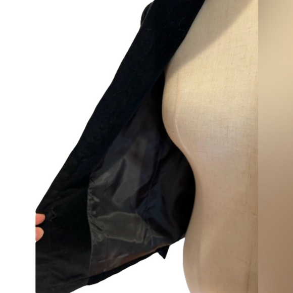 90s NEIL MARTIN BLACK VELVET BLAZER COTTON CROPPED COLLARLESS & 3/4 SLEEVES SZ 8 - Picture 8 of 9